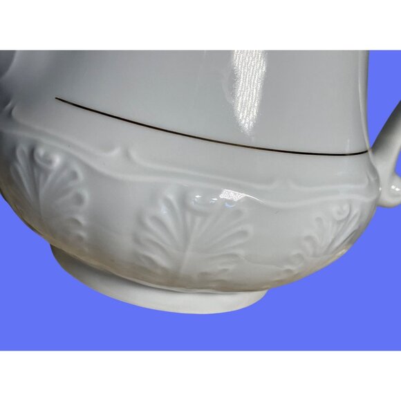 Southington By Baum Golden Rhapsody Fine China White Teapot w/ Gold Color Trim - Picture 3 of 12